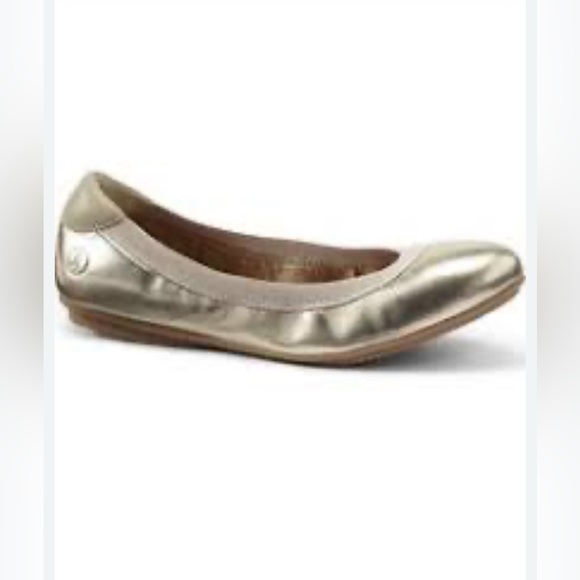 LANDS END Comfort Slip On Metallic Gold Leather Ballet Flats Cushioned Size 10 - Picture 7 of 7